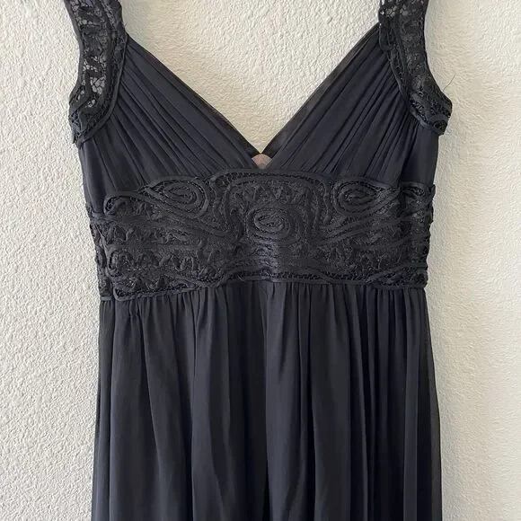 BCBG MaxAzria Dress Size 0 Silk Black Long Cap Sleeve Formal Black Tie Classic - Picture 11 of 16